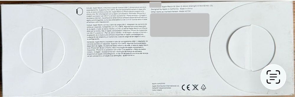 Apple Watch SE (Gen 2) 44mm - Cellular- como novo, com a bateria a 100% - 2 anos de garantia