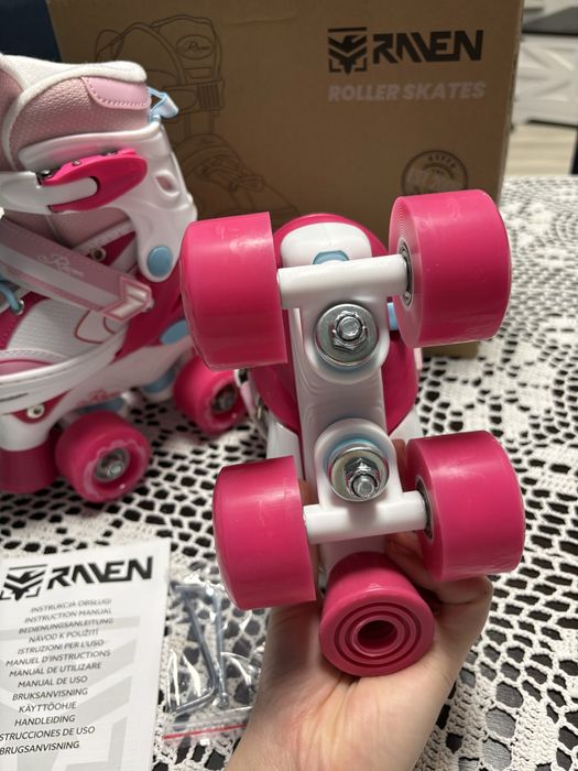 Wrotki Regulowane RAVEN Lia Pink 27-30 Kółka LED