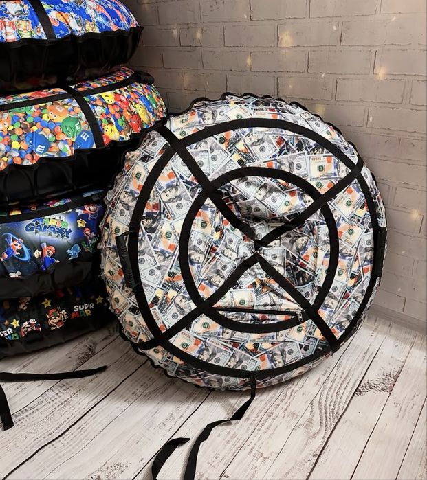 Тюбінг тюба міцна з камерою, слизьке дно, плюшка, ватрушка,