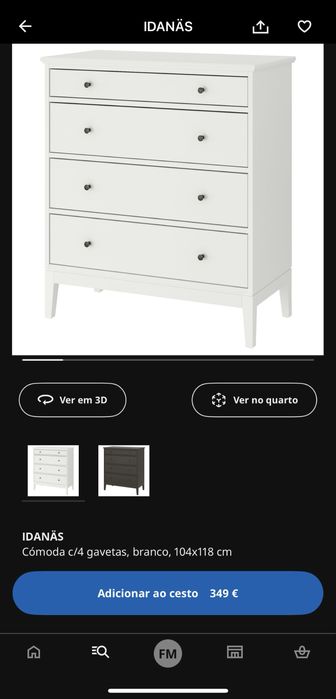 Ikea: Cómoda com 4 gavetas, branca | 104x118cm