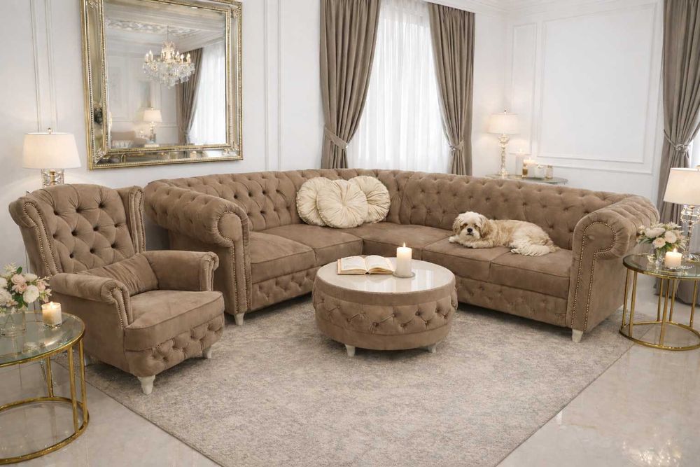 PRODUCENT Naroznik chesterfield glamour kryształki NR.8