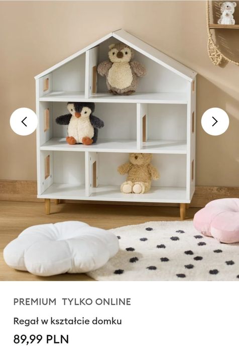 Regal w kształcie domku kolor bialy