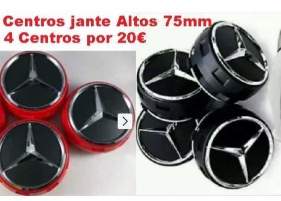 centros jante Mercedes 75mm emblemas tampa logótipo encaixe AMG CLA VW