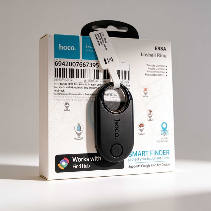 HOCO E98A - розумний GPS-трекер Airtag з Bluetooth для Android, сумісний з Google Air Tag Tracker, міні-локатор для пошуку ключів для домашніх тварин.