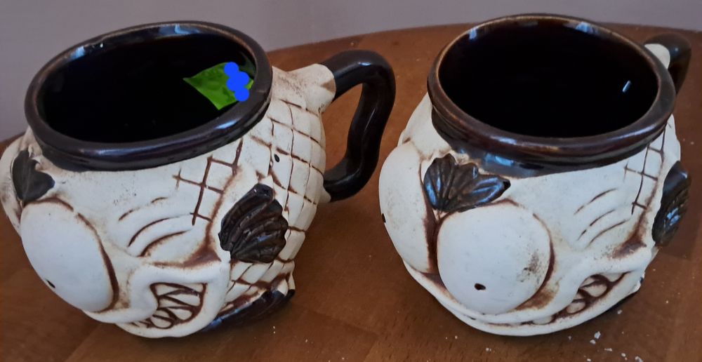 Чашки-риби, 2 шт., півлітрові, глиняні, подарок