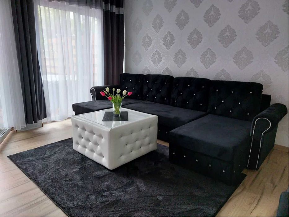 RATY narożnik w kształcie U Glamour sofa łóżko Chesterfield rozkładany