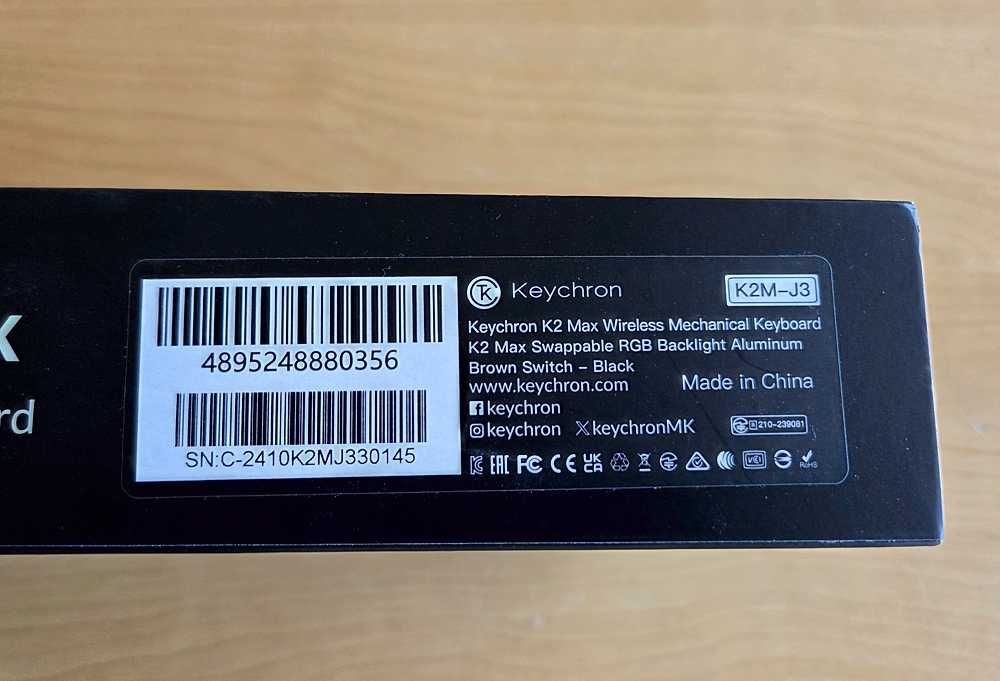 Keychron K2 Max 75% Wireless Mechanical Keyboard- Brown Tactile, stan idealny