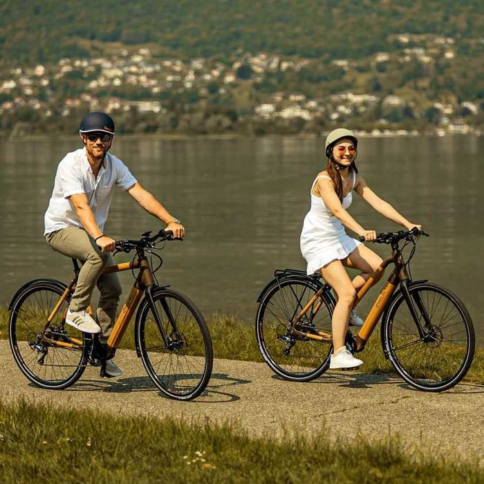 bicicleta eléctrica em bambu e linho Cyclik e-Relief