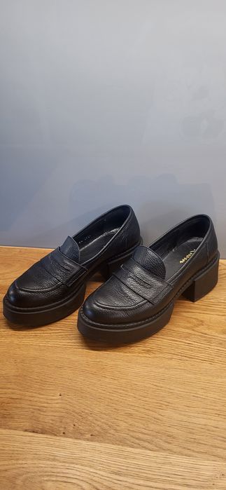 Piękne półbuty mokasyny RUSIN DINCLAGE BLACK skóra naturalna