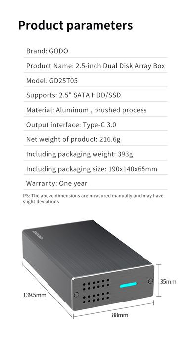 Корпус для зовнішнього жорсткого, ссд диску 2.5", sata, ssd