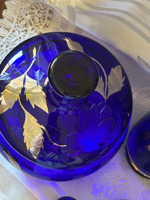⸻  Продам вінтажний набір із кобальтового скла Bohemia Crystal (Чехословаччина, до 80-х років
