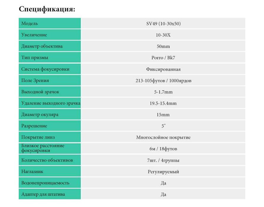 Монокуляр телескоп Svbony SV49 10-30x50 підзорна труба BAK7 чохол