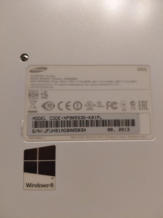 Notebook samsung 905S biały