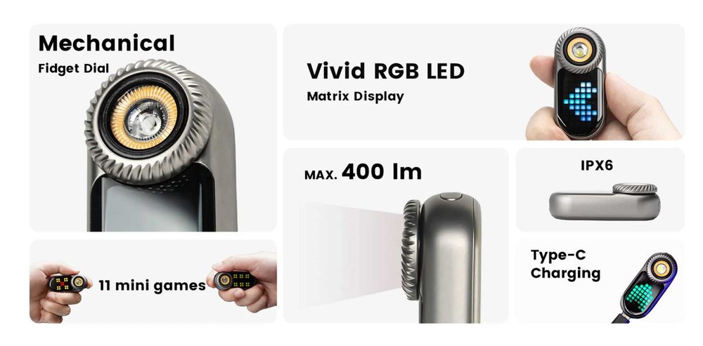 LOOP GEAR LoopDot Ліхтар Компактний з ЧОХЛОМ (Унікальний EDC-Гаджет) 400 Люмен - 100 Метрів