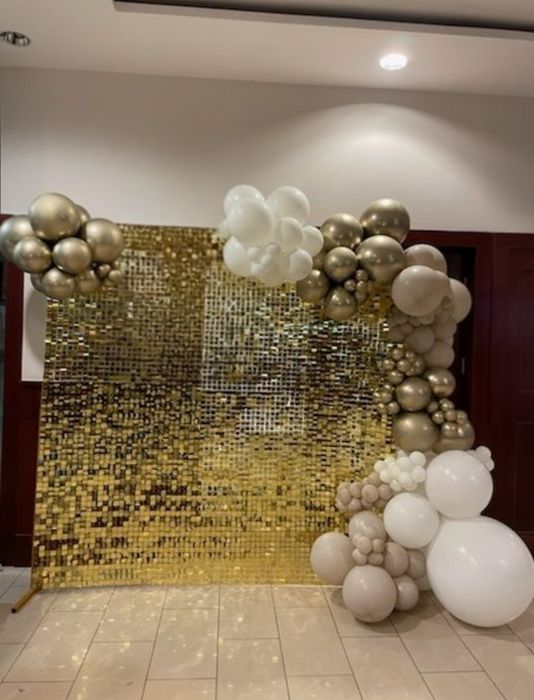 Ścianka balonowa cekinowa stelaż złoty brama 2x2 m