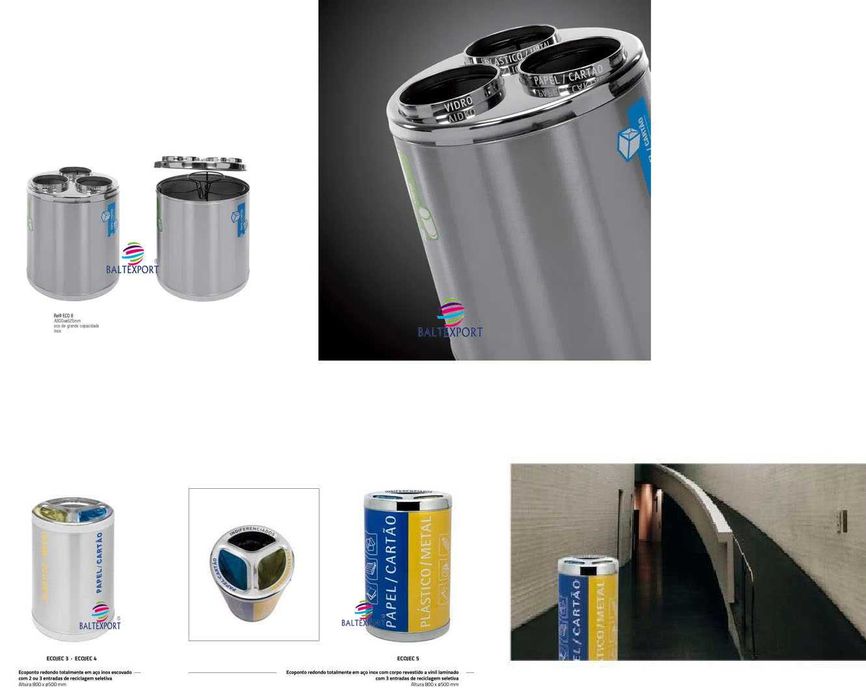 Ecoponto Papel, Vidro, Metal, Plastico em Inox escritório/Armazém Novo