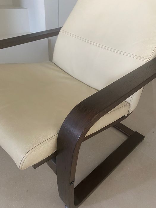 Fotel Ikea Poang skórzany beżowy