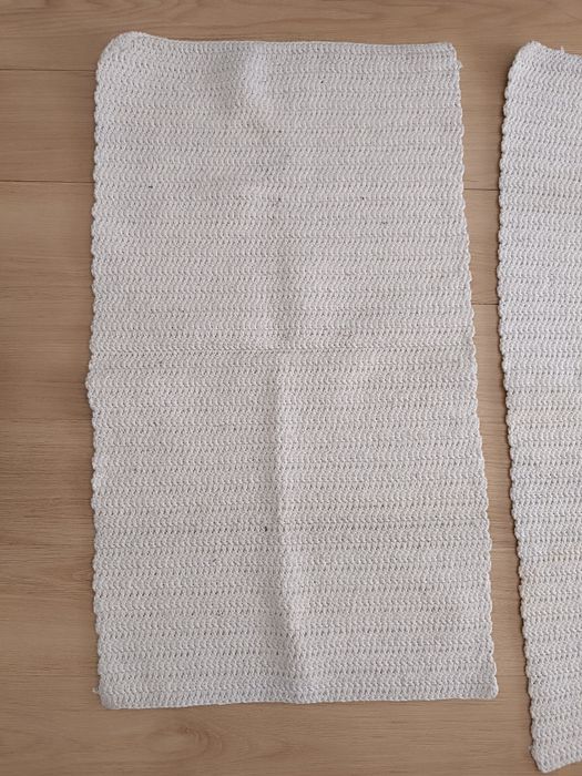 Conjunto 3 Tapetes de Crochê Artesanais - Branco/Bege