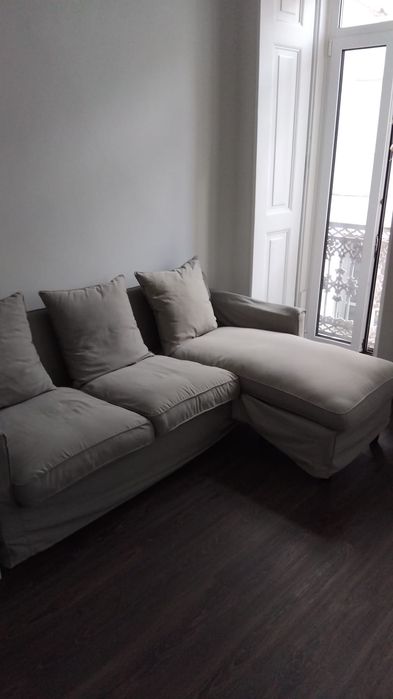 Sofa tecido 3 lugares chaise longue