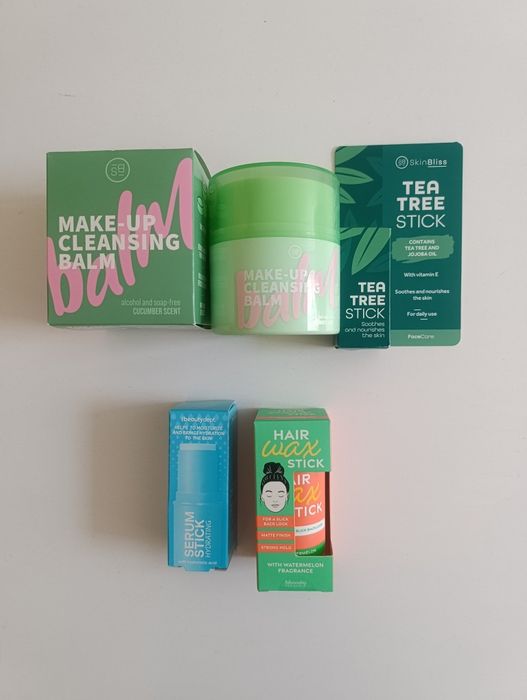 Cleansing Balm, Tea tree stick, Serum Stick, Hair wax stick arbuz Action