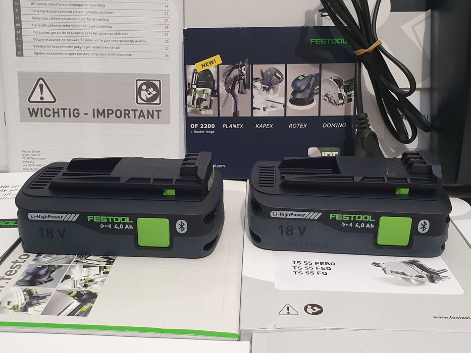 Zestaw startowy FESTOOL TCL 6 +2 szt akumulator 18v 4ah Bluetooth nowe