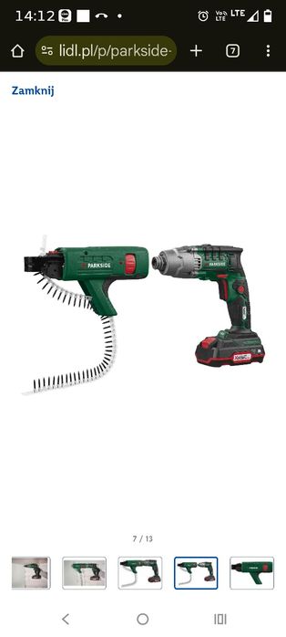 Akumulatorowa wkrętarka do suchej zabudowy Parkside Gwoździarka Nowa