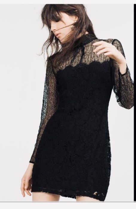 Чорна міні сукня Zara з мереживом