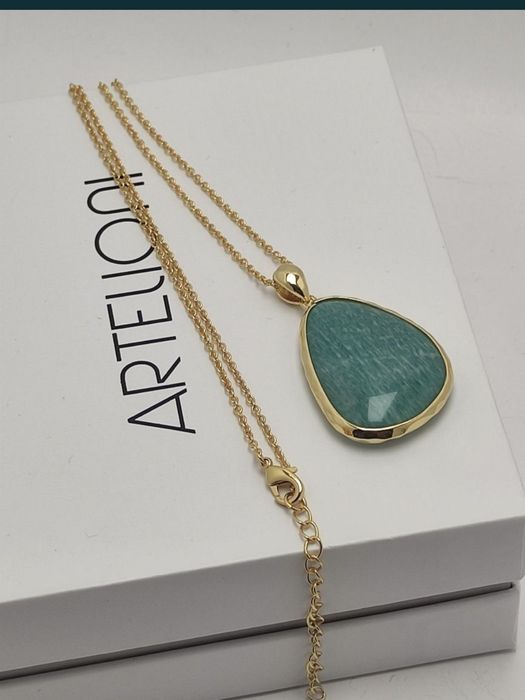 Naszyjnik pozłacany z naturalnym kamieniem amazonitem