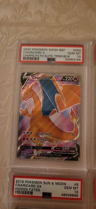 4 slabs de cartas Pokémon Charizard psa 10