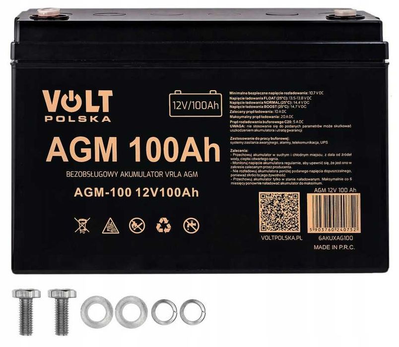 Інвертор Volt Polska 800W + Акумулятор AGM 100Ah Volt Polska. Комплект 2в1 ДЖБ ИБП Безперебойник