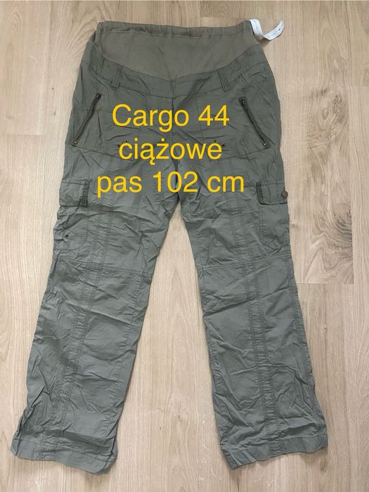 Cargo 44 spodnie ciążowe bawełna khaki szeroka nogawka  Vintage