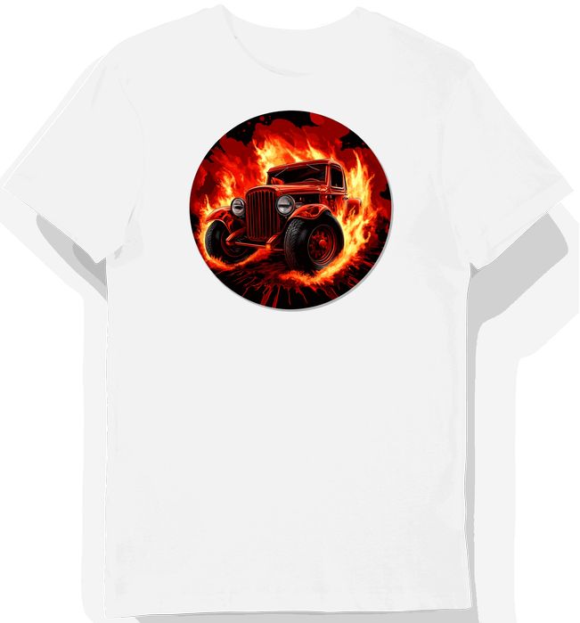 Koszulka męska biała z Motywem Willys Jeep Hot Rod 3XL