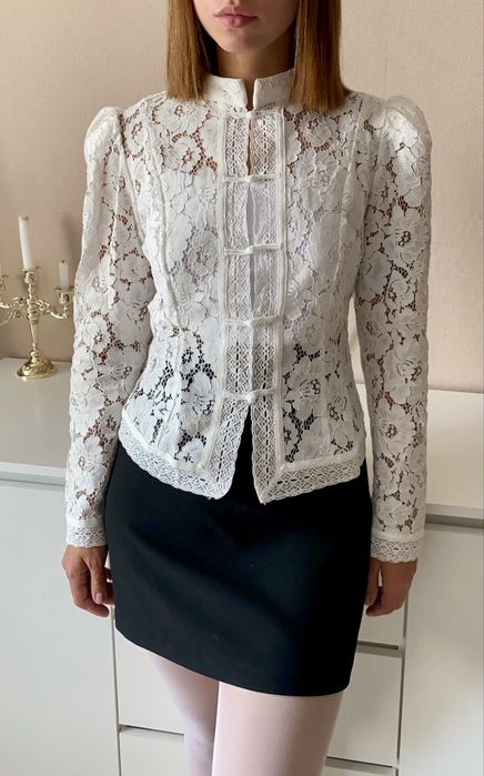 Шикарная летняя, винтажная кружевная блузка.