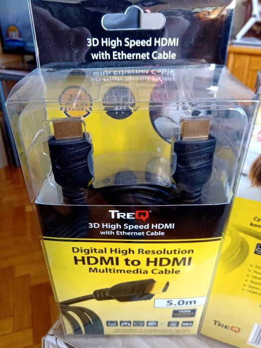 Kabel HDMI HD-4K. 5 metrów! Złocone wtyki, super jakość.