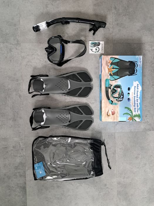 Lealinga Zestaw do nurkowania Snorkeling rurka maska płetwy r. S/M 4,5-8,5 36-41 cm