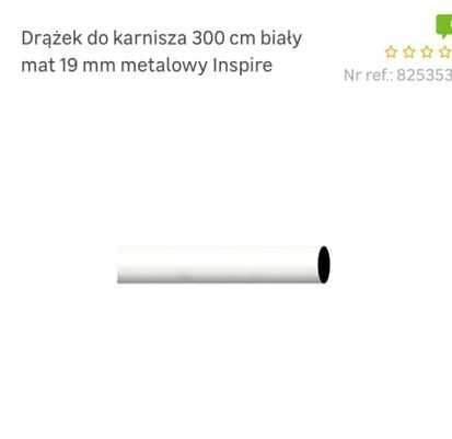 Karnisze białe metalowe Inspire nowe