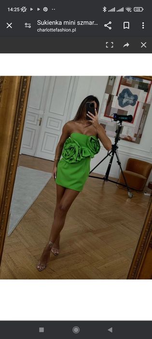 Sukienka zielona z aplikacją