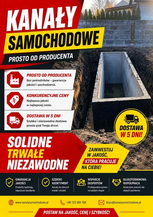 Kanał samochodowy 7m TIR BUS AUTOBUS Marki Łomianki Legionowo trzy rodzaje