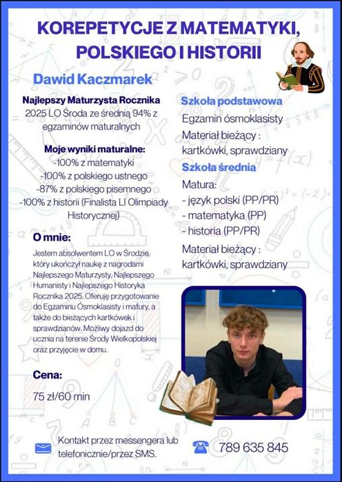 Korepetycje z matematyki i polskiego