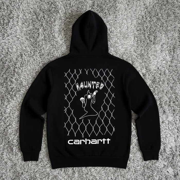 Новое Худи CARHARTT Haunted • Толстовка Чорна Кархарт Большой Принт • XS S M L XL
