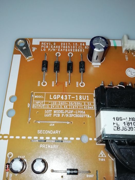 Fonte de alimentação LG lgp43t-18u1 eax 6 7 8 6 5 1 0 1