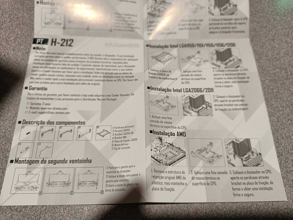 Cooler CPU NOX H-212 – Quase novo | Compatível Intel e AMD