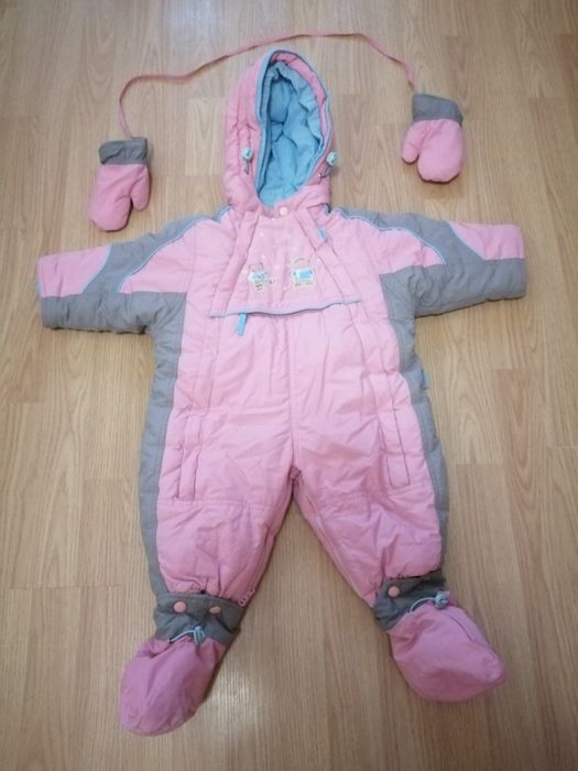 Комбинезон человечек для новорожденной девочки зимний на рост 68 см