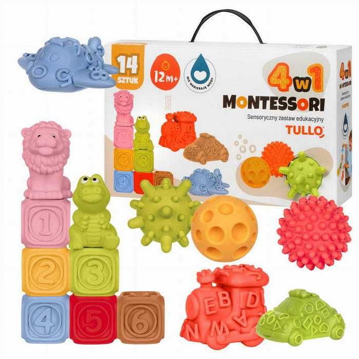Klocki Sensoryczne Zestaw Edukacyjny Montessori 14 elementów Tullo 614