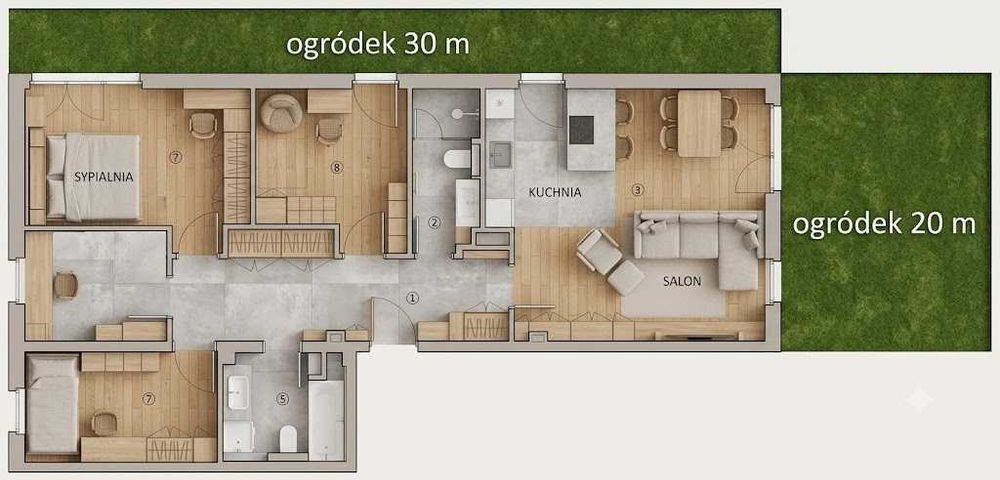Nowoczesne 5 pokoi 92 m² + ogródek 50 m² + 2 miejsca garażowe | 2025r | 14 750 zł/m²
