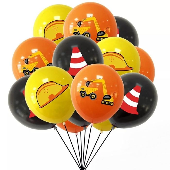 Pack de Balões e bandeira aniversário tema Construção