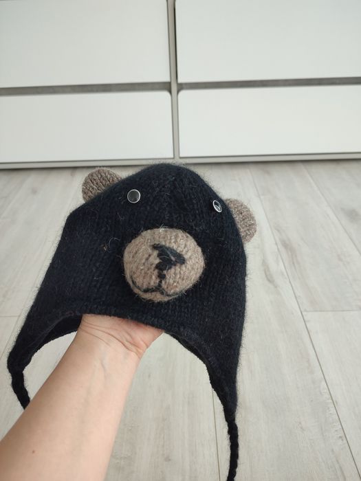 Дитяча тепла шапка “Ведмедик”  | р. 52+ | б/у, гарний стан