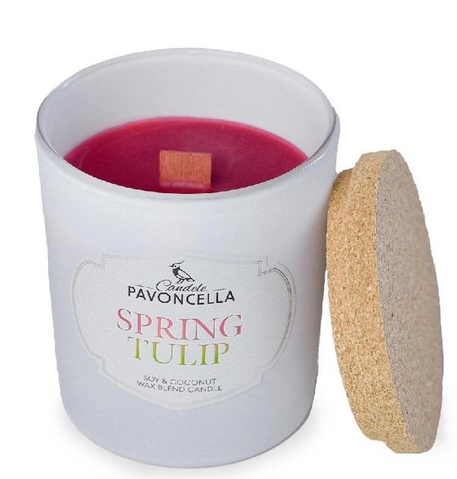 Świeczka sojowa Spring Tulip biała 135g Pavoncella oprawa: pudełko