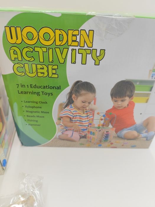 Kostka edukacyjna drewniana 7w1 sorter cymbalki labirynt dla dzieci