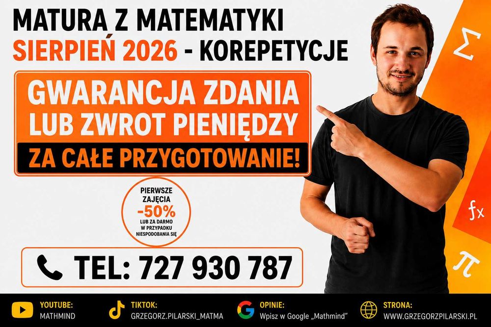 Korepetycje z Matematyki – Matura Sierpień 2026 – Gwarancja zdania